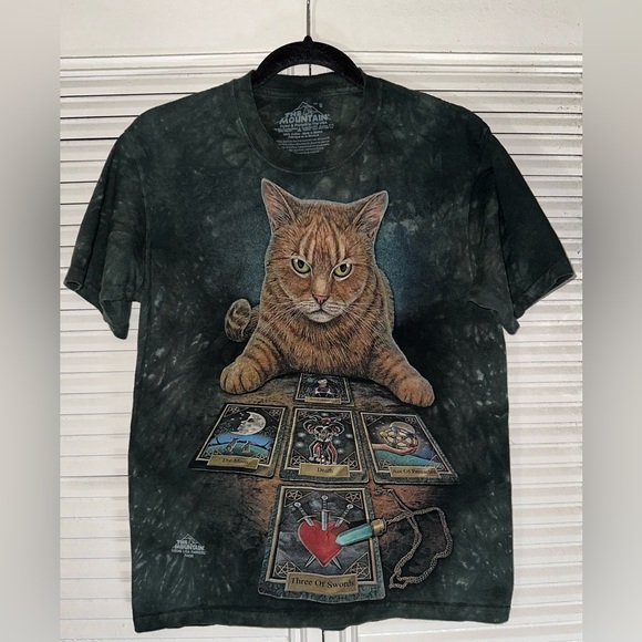 The Mountain Unisex Tie Dye 2016 Lisa Parker The Reader Tarot Kitty Shirt Size S - Picture 2 of 8